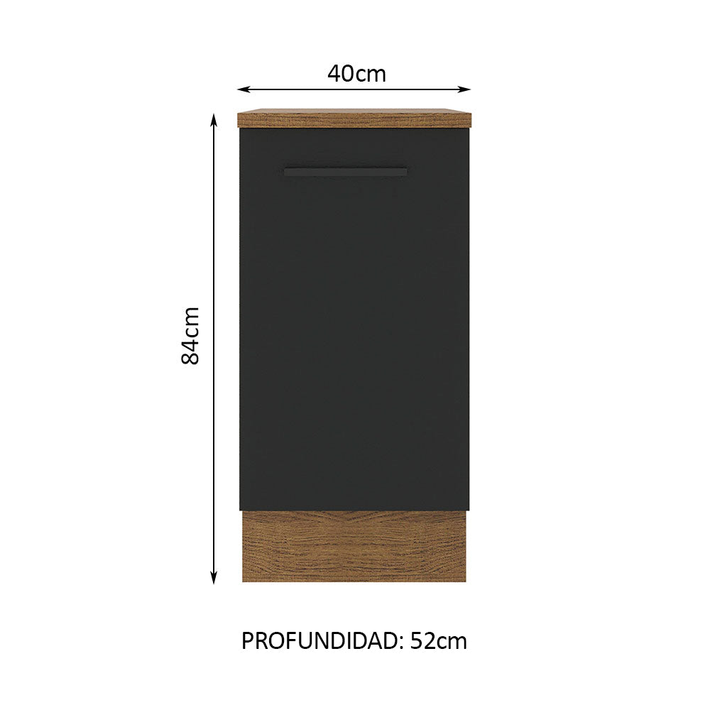 Bajo Mesada 40 cm Sin cajones 1 Puerta Agata Marrón/Negro