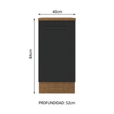 Bajo Mesada 40 cm Sin cajones 1 Puerta Agata Marrón/Negro