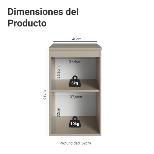 Bajo Mesada 40 cm 1 Puerta Flotante Crema Nice Madesa