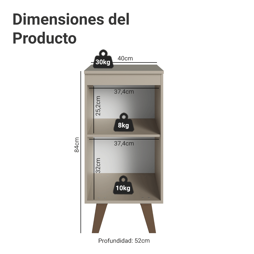Bajo Mesada 40 cm 1 Puerta Con Patas Nice Crema
