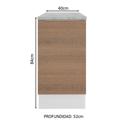 Bajo Mesada 40 cm 1 Puerta Blanco/Marrón Stella Madesa