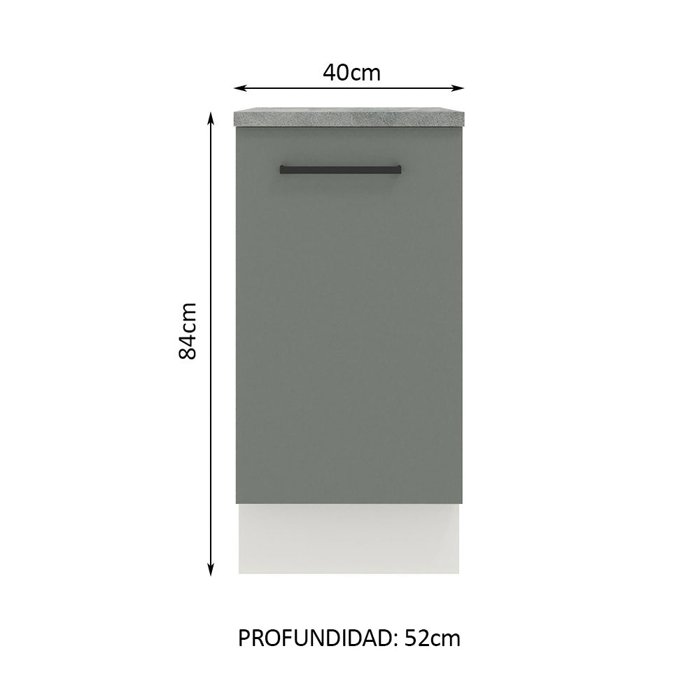 Bajo Mesada 40 cm Sin cajones 1 Puerta Agata Blanco/Gris