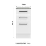 Bajo Mesada 40 cm 3 Cajones Agata Blanco