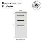 Bajo Mesada 40 cm 3 Cajones Sin Mesada Blanco Agata Madesa