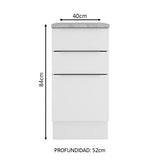 Bajo Mesada Cocina 40 cm 3 Cajones Blanco Stella Madesa