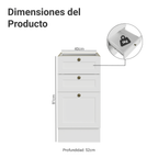 Bajo Mesada 40 cm 3 Cajones Sin Mesada Blanco Vik Madesa