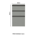Bajo Mesada 40 cm 3 Cajones Sin Patas Nice Gris