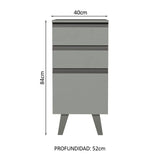 Bajo Mesada 40 cm 3 Cajones Nice Gris