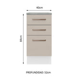 Bajo Mesada 40 cm 3 Cajones Agata Blanco/Crema