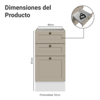 Bajo Mesada 40 cm 3 Cajones Sin Mesada Blanco/Crema Vik Madesa