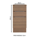 Bajo Mesada Cocina 40 cm 3 Cajones Marrón Stella Madesa