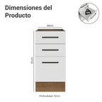 Bajo Mesada 40 cm 3 Cajones Sin Mesada Marrón/Blanco Agata Madesa