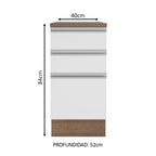 Bajo Mesada 40 x 52 cm 3 Cajones Marrón/Blanco Glamy Madesa