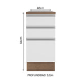 Bajo Mesada 40 cm 3 Cajones Glamy Marrón/Blanco