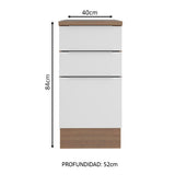 Bajo Mesada Cocina 40 cm 3 Cajones Marrón/Blanco Stella Madesa