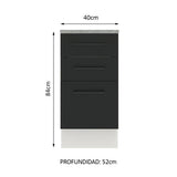 Bajo Mesada 40 cm 3 Cajones Agata Blanco/Negro