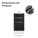 Bajo Mesada de Cocina 40 cm 3 Cajones (Sin Mesada) Blanco/Negro Lux Madesa