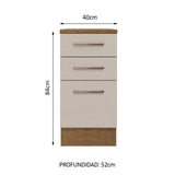 Bajo Mesada 40 cm 3 Cajones Agata Marrón/Crema