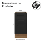 Bajo Mesada 40 cm 3 Cajones Sin Mesada Marrón/Negro Agata Madesa
