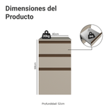 Bajo Mesada 40 cm 3 cajones Flotante Crema Nice