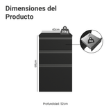Bajo Mesada de Cocina 40 cm 3 Cajones Flotante Negro Nice Madesa