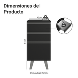 Bajo Mesada de Cocina 40 cm 3 Cajones con Patas Negro Nice Madesa