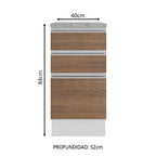 Bajo Mesada 40 x 52 cm 3 Cajones Blanco/Marrón Glamy Madesa