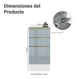 Bajo Mesada de Cocina 40 cm 3 Cajones Blanco/Gris Lux Madesa