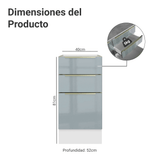Bajo Mesada de Cocina 40 cm 3 Cajones (Sin Mesada) Blanco/Gris Lux Madesa
