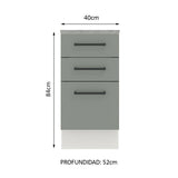 Bajo Mesada 40 cm 3 Cajones Agata Blanco/Gris