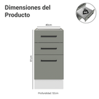 Bajo Mesada 40 cm 3 Cajones Sin Mesada Blanco/Gris Agata Madesa