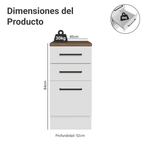Bajo Mesada 40 cm 3 Cajones Blanco/Marrón Agata Madesa
