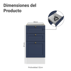 Bajo Mesada 40 cm 3 Cajones Sin Mesada Blanco/Azul Vik Madesa