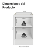 Bajo Mesada de Cocina 50 cm 1 Puerta (Sin Mesada) Blanco/Negro Lux Madesa
