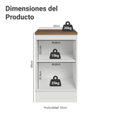 Bajo Mesada 50cm 1 puerta, Blanco/Marrón Glamy Madesa
