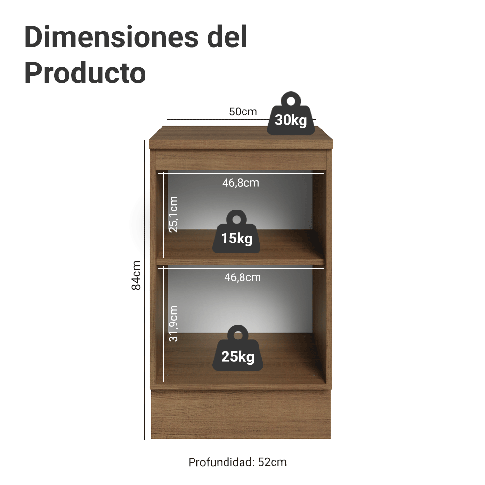 Bajo Mesada 50cm 1 puerta Marrón/Verde Vik Madesa