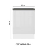 Bajo Mesada Cocina 100% MDF 60 cm 1 Puerta Frente Blanco Brillante Acordes Madesa
