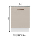 Bajo Mesada 60 cm 1 Puerta Agata Blanco/Crema