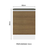 Bajo Mesada Cocina 100% MDF 60 cm 1 Puerta Blanco/Marrón Acordes Madesa