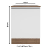 Bajo Mesada 60 cm 1 Puerta Glamy Marrón/Blanco