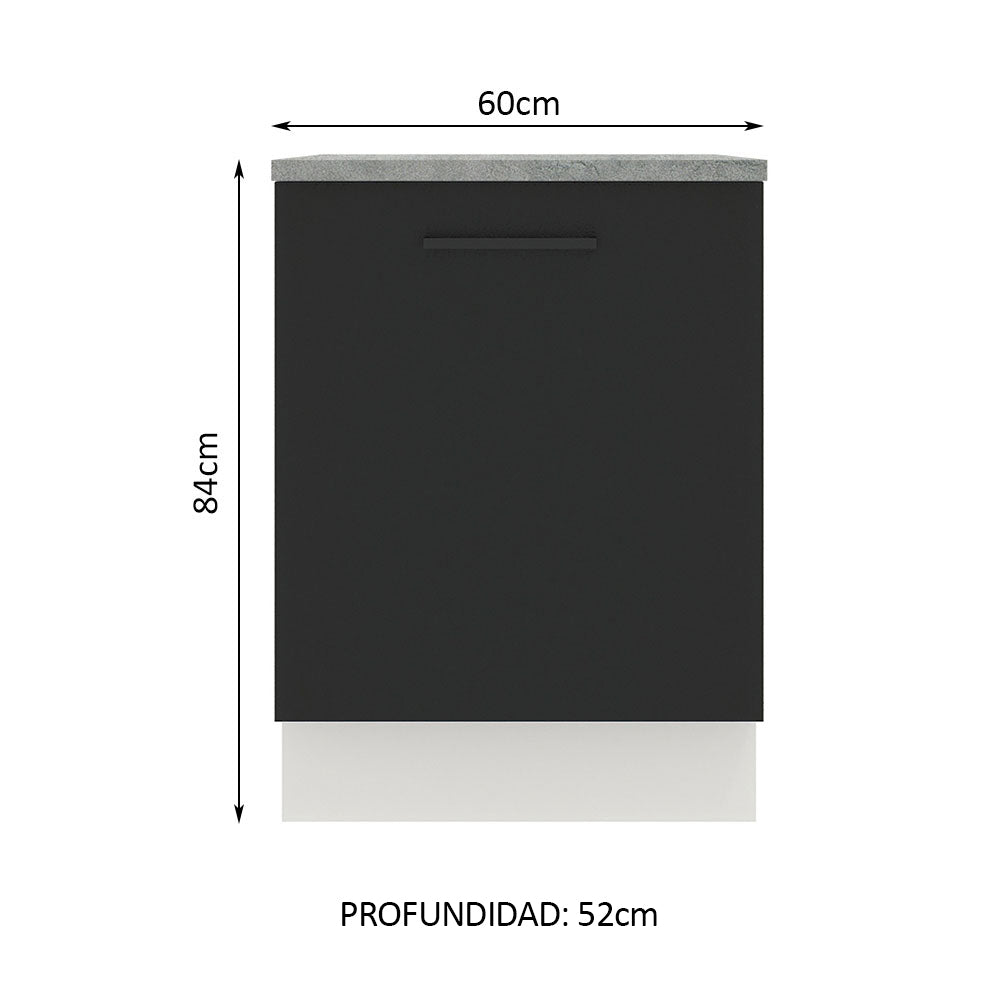 Bajo Mesada 60 cm Sin cajones 1 Puerta Agata Blanco/Negro