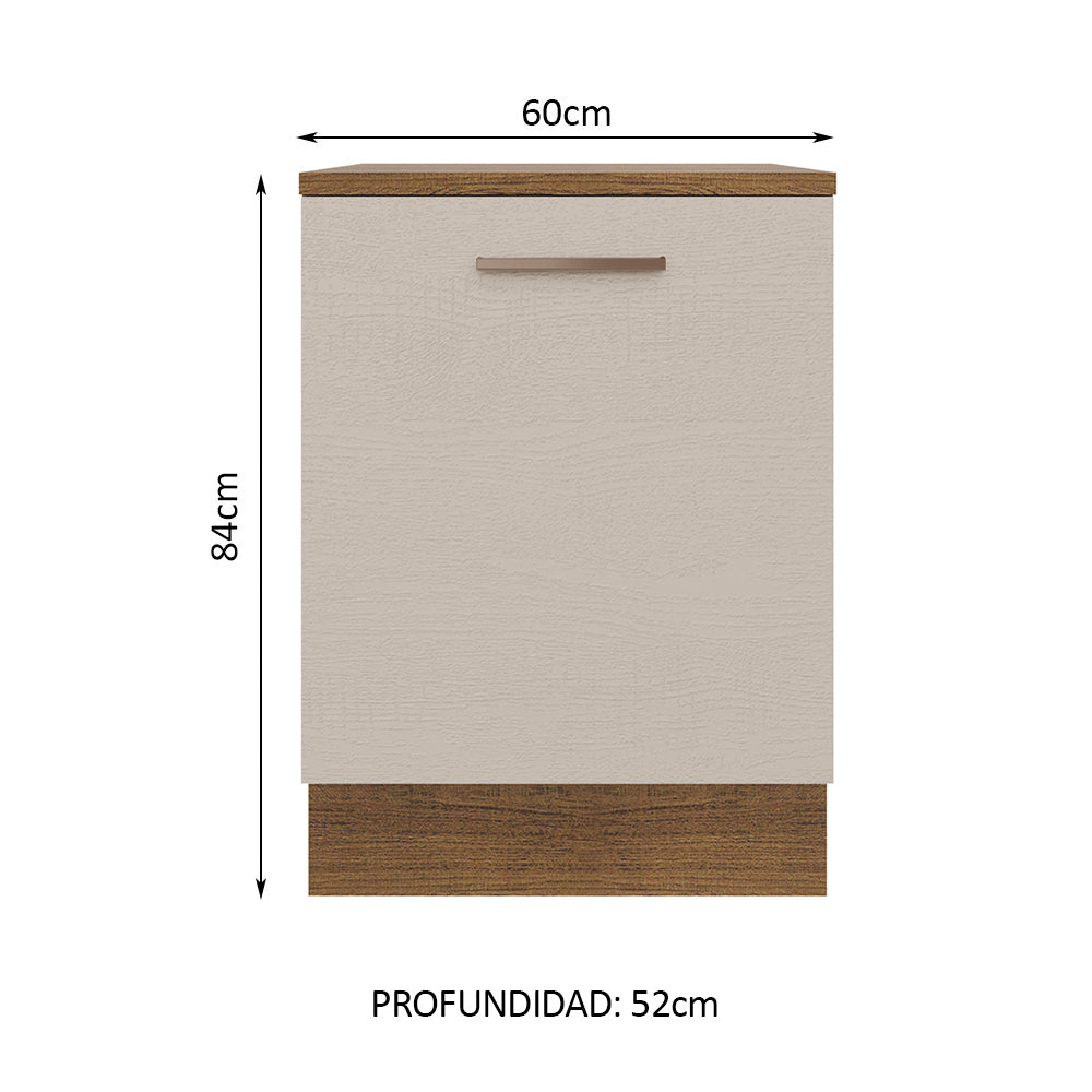 Bajo Mesada 60 cm 1 Puerta Agata Marrón/Crema