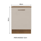Bajo Mesada 60 cm 1 Puerta Agata Marrón/Crema