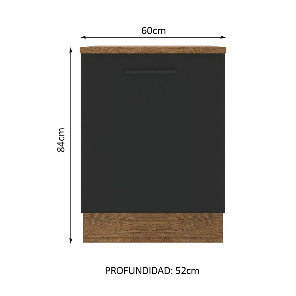 Bajo Mesada 60 cm Sin cajones 1 Puerta Agata Marrón/Negro