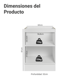 Bajo Mesada de Cocina 60 cm 1 Puerta (Sin Mesada) Blanco/Gris Lux Madesa