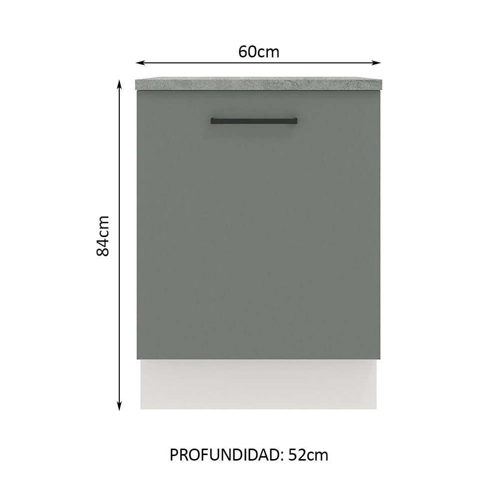 Bajo Mesada 60 cm Sin cajones 1 Puerta Agata Blanco/Gris