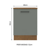 Bajo Mesada 60 cm Sin cajones 1 Puerta Agata Marrón/Gris