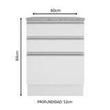 Bajo Mesada 60 cm 3 Cajones Glamy Blanco