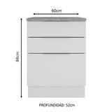 Bajo Mesada Cocina 60 cm 3 Cajones Blanco Stella Madesa
