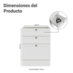 Bajo Mesada 60 cm 3 Cajones Sin Mesada Blanco Vik Madesa
